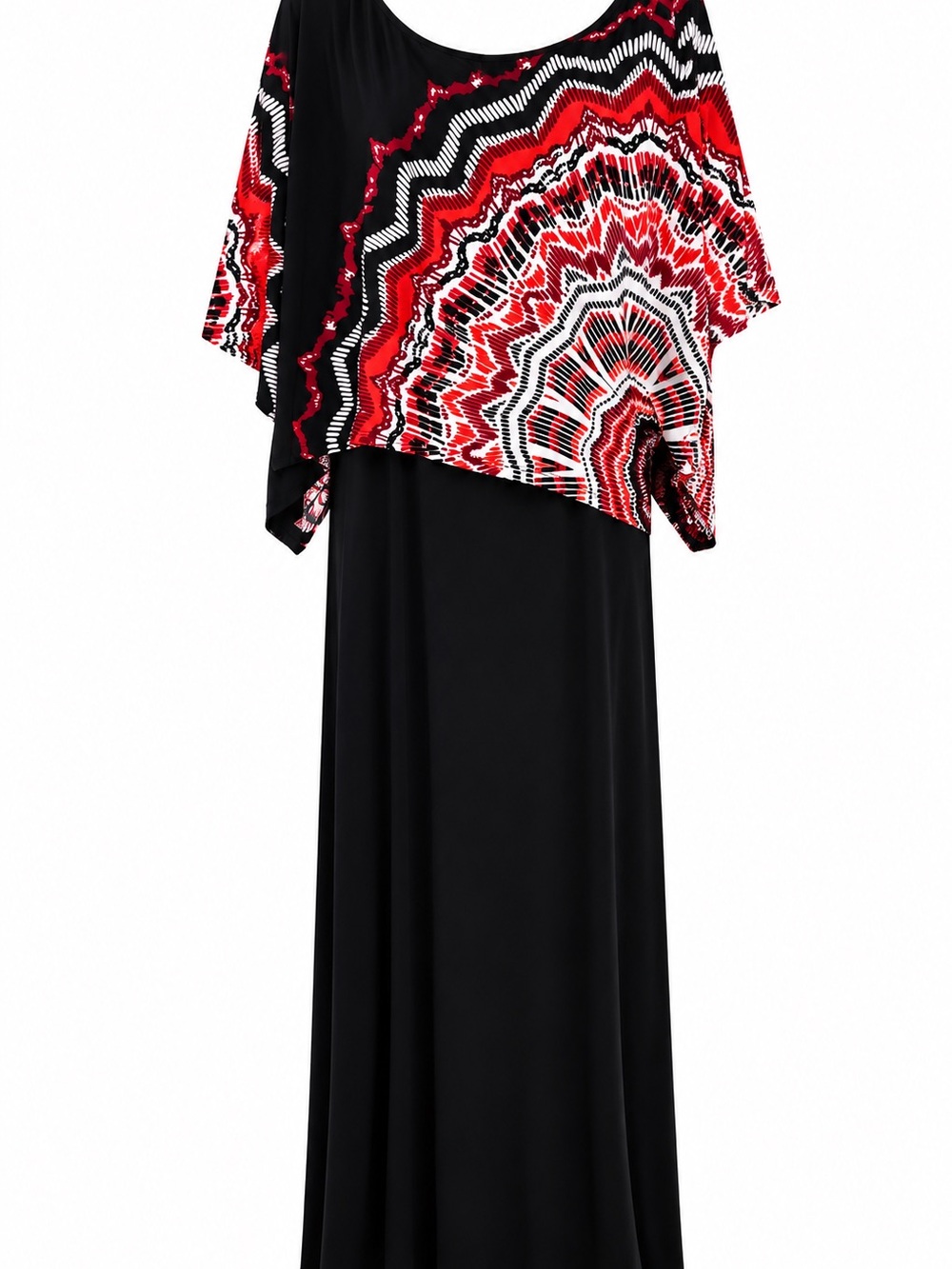 Roz & Ali Black and Red Asymmetrical Dress